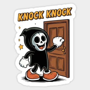 Funny Grim Reaper Knocking On A Door Sticker